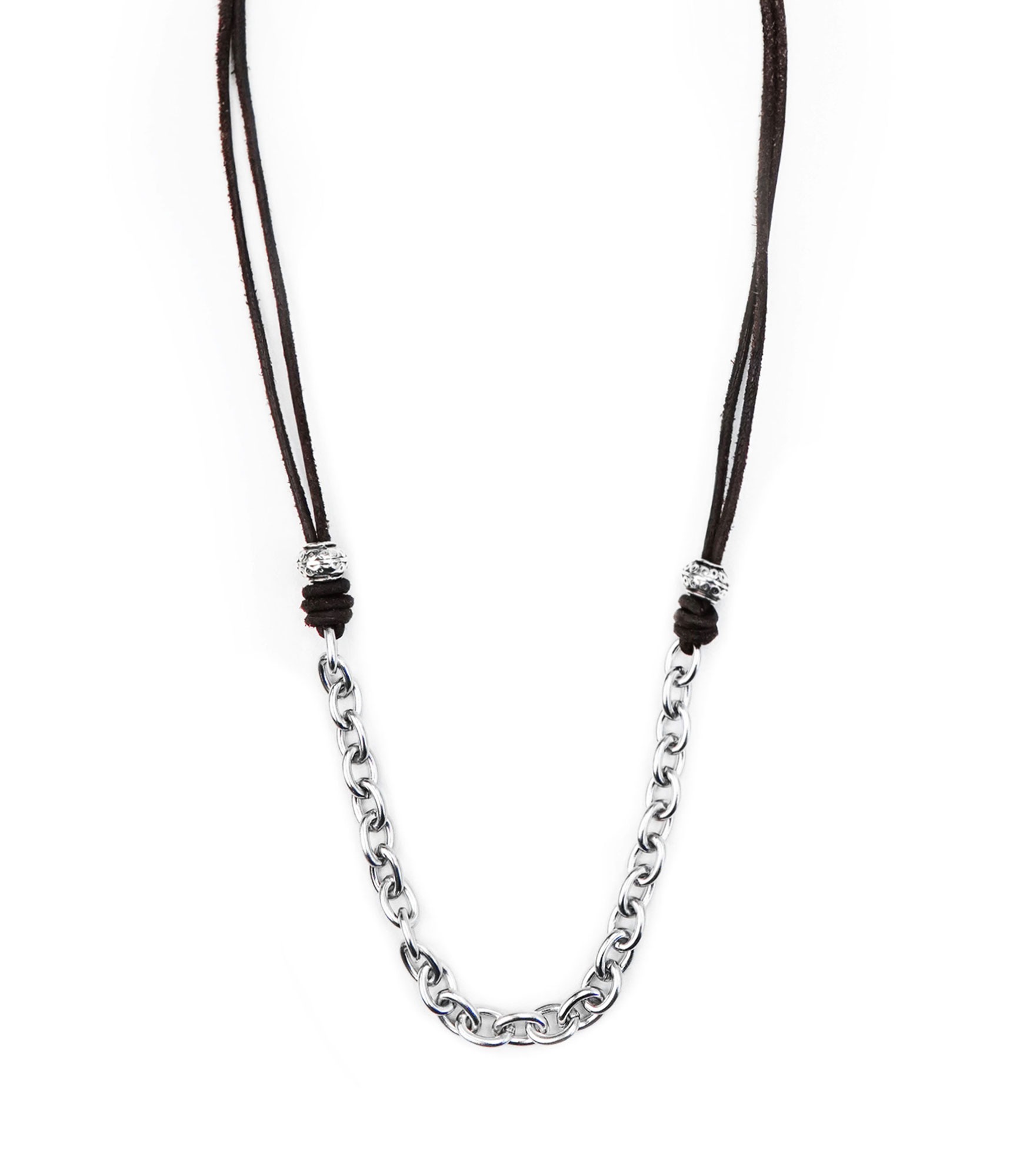 LEATHER CHAIN MIX NECKLACE